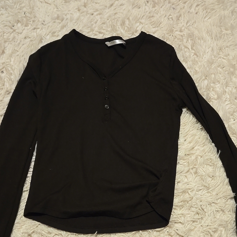 Black Long Sleeve With Buttons Girls Top